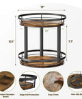 Top Tier Heavy Duty Rustic Lazy Susan Turntable with Smooth Spin Rotating Spice Rack and Reinforced Metal Frame sturdy 13" x 12" organizer.