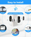 Easy installation infographic for Rock Solid 5 In 1 Smart Deadbolt With Handle Fingerprint Scanner And Keypad Keyless Entry Door Lock.