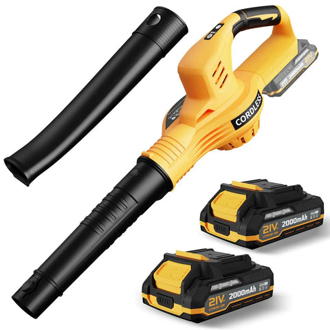 Cordless Leaf Blower With Dual Batteries And Charger, 21V Electric Power, Two Speed Settings, Lightweight Battery Powered Blower For Lawn Care