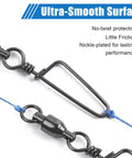 Ball Bearing Swivel With Coastlock Snaps Stainless Steel Fishing Tackle For Quick Change Lures And Leaders Smooth Rotation For Trolling Spinning Bottom Fishing And Rig Setups, nickel-plated black swivel