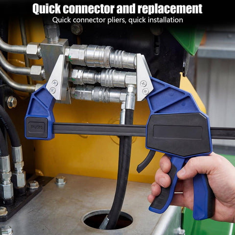 18 Inch Hydraulic Quick Connect Hand Clamp Tool Set With 6 NPT Dual Jaw Configurations And Storage Bag used on equipment