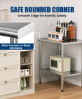 Heavy Duty Stainless Steel Work Table 24 By 36 Inch With Adjustable Undershelf in a kitchen setting
