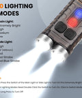 Rechargeable Keychain EDC Flashlight, 900 Lumens Tiny Yet Mighty Pocket Rocket Mini LED Light, showing 10 lighting modes details