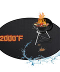 Image of a 40 Inch Round Fire Pit Mat For Decks And Patios Double Sided Fireproof Under Grill Mat Heat Resistant Lawn Protector Shield with grill
