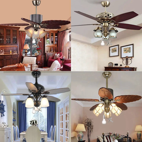 Extra Long Ceiling Fan Pull Chain Featuring Decorative Frosted Glass Bulb Accent And Heavy Duty Replacement Cord Fits Standard 3MM Rods In Sleek Oil Rubbed Bronze No Sweat Upgrade For Your Pad, showcased in various stylish ceiling fans.