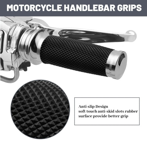 1 Inch Motorcycle Hand Grips With Cable Throttle For Harley Sportster Dyna Softail Street Glide 883 1200 Chrome Fits Most 1 Inch Handlebar Cruisers Easy Install Durable Rubber And Metal Construction