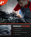 Mechanic working on engine with product features listed: compact structure, anti-deformation, wear resistance, heat resistance.