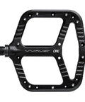 Wave Pedals Black With Convex Front And Concave Back For Ultra Secure Foot Grip, flat black pedal with sealed chromoly axle.
