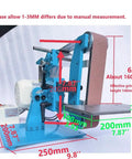 Rock Solid 1100 Watt Electric Belt Sander Workhorse with Polishing Grinder and Knife Sharpener functions close-up side view.