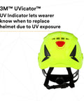 Back view of Jobsite Ready Safety Helmet With 6 Point Suspension And Chin Strap Ventilated High Visibility Green ANSI X5014V with UV indicator