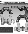 Three Quarter Inch Mega D Ring Shackle 68000 Lbs Break Strength Heavy Duty Clevis Shackle With Seven Eighths Inch Screw Pin, rubber isolators shown.