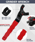 Grinder wrench with ergonomic red handle, rotation adjustment, and anti-slip grip from All-In-One 12-Piece Grinder Nut And Wrench Set.
