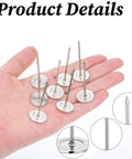 Heavy Duty Upholstery Tacks 20 Piece Pack Silver Flat Head Furniture Nails in hand, showcasing size and design for restoration projects.