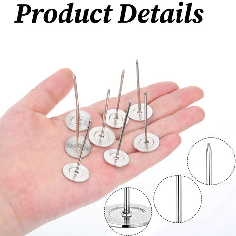 Heavy Duty Upholstery Tacks 20 Piece Pack Silver Flat Head Furniture Nails in hand, showcasing size and design for restoration projects.
