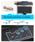 Pro Hustle Electric Countertop Bullet Ice Maker Machine For Home RV Campsite showing control panel with buttons and water tap.