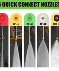 5 quick connect nozzles for Gas Powered Hot Water Pressure Washer 3500 PSI 4 GPM 212 F Electric Start Commercial Grade Portable Gas Engine Built To Bust Through Grime For Tough Jobs 49 State Compliant