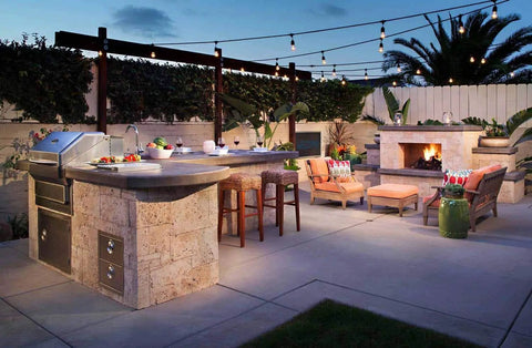Backyard scene with Solar String Lights With 15 LED Bulbs Waterproof Outdoor Lights For Garden Yard Deck 44 Ft Length Cozy Backyard Glow Warm White