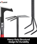 Heavy Duty 6 Piece Garden Tool Set With Trowel Rake 2 In 1 Hoe And Crack Weeder Cultivator and more tools in close-up view
