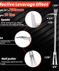 Diagram of 45 Grade Steel Halligan Bar 30 Inch Four In One Fire Rescue Tool with detailed features like spade, pike, and nail puller.