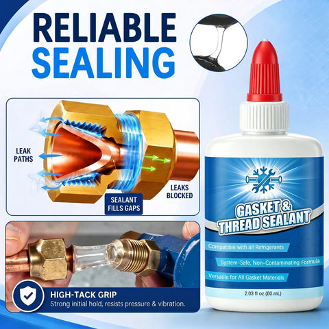 60 Ml HVAC Gasket And Thread Sealant Pro Grade Non Hardening Gasket Sealer For AC And Refrigeration Installations Seal Flare Fittings Tapered Pipe Threads Compression Fittings Saddle Taps Valves And Service Connections R410A R32 Compatible 1 Pack bottle on product label