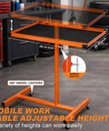 Rock Solid Portable Rolling Work Table With Adjustable Telescoping Post 37.7 To 45 Inches shown in garage setting