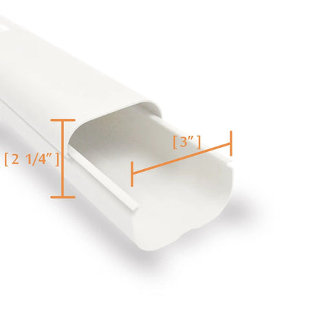 3 Inch PVC Line Set Cover Kit 11.3 Feet Tubing Cover For Mini Split Central Air Conditioner cross-section dimensions shown