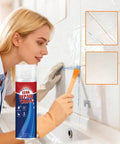Woman using Tile Crack Filler 100ml Strong Quick Dry Tile Adhesive With Brush for crack repair in bathroom tiles.