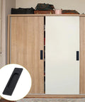 4 Pack Black Recessed Sliding Barn Door Pull Handles installed on a wooden sliding closet door, with inset detail of one matte black handle.