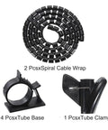 Spiral Tube Wrap Cable Kit With Two Management Sleeves 1.5M Length 22mm Diameter PE Flexible Black Cable Organizer HEXXT165