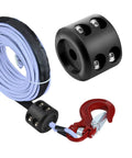 Beefy Rubber Winch Stopper For Synthetic Winch Rope Hook Saver with red hook, screws, and rope