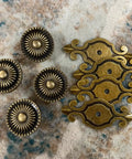 Brass Cabinet Knobs Set With Vintage Mushroom Backplates Easy Install Dresser Pull Handles For Kitchen Cupboard Wardrobe Cabinets Gold Finish Retro Style 4 Pieces