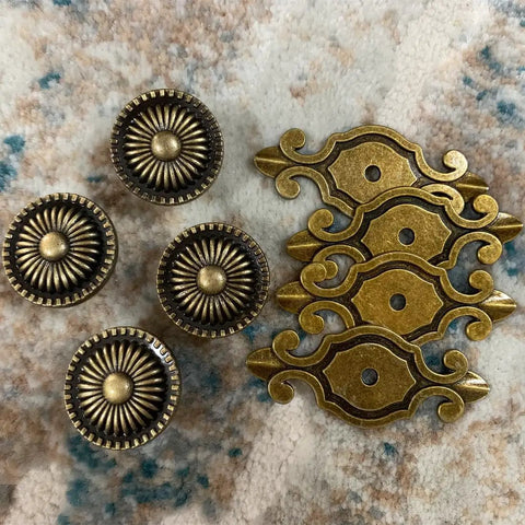 Brass Cabinet Knobs Set With Vintage Mushroom Backplates Easy Install Dresser Pull Handles For Kitchen Cupboard Wardrobe Cabinets Gold Finish Retro Style 4 Pieces