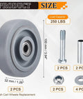 2-Pack 4 Inch Push Cart Wheels Heavy Duty Rubber Plate Casters With Bearings Bushings And Washers Replacement Wheels Overview