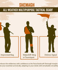 Silhouettes using Desert Shemagh Tactical Scarf 43x43 Inches, 100 Percent Cotton Keffiyeh for camping gear as bag, sling, and signal.