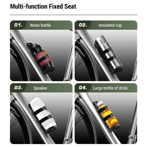 Bike frame with multifunction fixed seat showing 5L Waterproof Bike Fork Bag Frame Dry Bag For Mountain And Road Bikes in use.