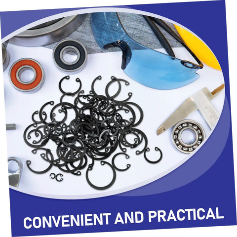 Elastic Circlip Bearing Clips Set Assorted Retaining Rings Kit With Metal Snap Rings Flat Washers Small C Clamps displayed