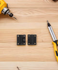 Plastic Folding Cabinet Door Hinge With 90 Degree Torque Adjustable Friction And Reinforced Plastic Bearing Universal Fit For Kitchen Cabinets Office Desks Furniture And Storage Units 1 Pair DOITOOL displayed on a wooden surface with tools.