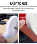 Using Three Pack All In One Buffing Polishing Compounds Kit With Green Fine White Medium Red Coarse 12 Oz Each on polishing wheel