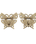 Retro Vintage Cabinet Latch Hasp Kit With Antique Padlock in butterfly design, bronze finish for jewelry boxes and wooden boxes