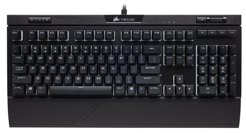 Top Tier Mechanical Gaming Keyboard With Butter Smooth Cherry Red Linear Keys And Killer Per Key RGB Backlighting For Your PC Rig, overhead view.