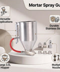 Heavy Duty Pneumatic Stucco Cement Sprayer Hopper With Stainless Steel Body Knockout Wall Texture Applicator with nozzles.