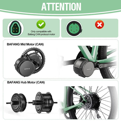 2.4 Inch TFT E-Bike Display for BAFANG CAN Bus Mid Motor EKD01 Screen With 5PIN Male Triangle Connector Plug-and-Play Ebike Conversion Kit Panel IPS Color LCD 0-9 PAS Levels Ride Data Battery Status Beginner Friendly