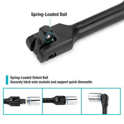 Badass Heavy Duty Breaker Bar Set With Premium Chrome Alloy Build And Durable Black Phosphate Coating for secure socket attachment.