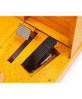 Top Notch 1100 Lbs Electric Tow Tractor Tugger Cart foot pedals on diamond plate surface for ergonomic operation.