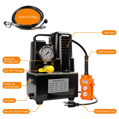 Heavy Duty Electric Hydraulic Pump 10000 Psi Single Acting Solenoid Valve Dual Stage Flow Quick Fill 120V Rock Solid Build Hella Powerful For Garage And Workshop Tasks