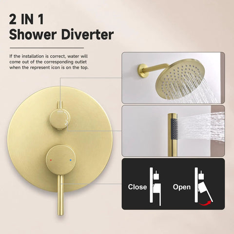 Dope All Metal Brushed Gold Shower System With Eight Inch Rain Head That Keeps Things Rust Free And Looks Absolutely Sick For Any Modern Bathroom Premium Stainless Steel Wall Mounted Faucet Handle And Shower Arm Extension