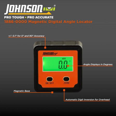 Magnetic Digital Angle Locator With LCD Backlit Display And Two Buttons, 0 To 90 Degrees, Pro Grade Compact Orange Tool Front View