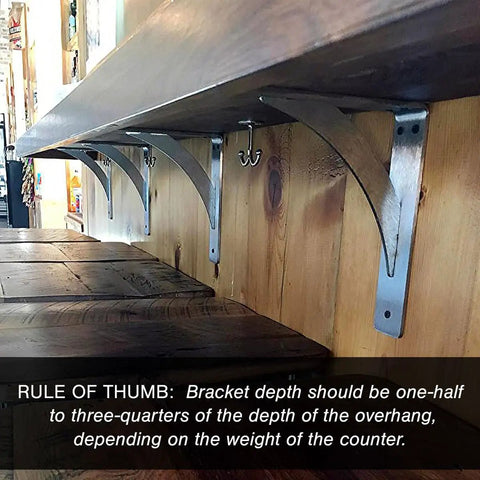 Stainless Steel Bradford Shelf Brackets 2 Pack Heavy Duty Quarter Inch Brackets For Countertops And Cabinets 24 Inches Wide By 7 Inches Deep By 7 Inches High Pre Drilled Mounting Holes Durable Home Improvement Support installed under a wooden shelf.
