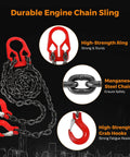 BEAMNOVA lifting chain with red adjuster hooks, 5/16 in x 10 ft, 7000 lb capacity, two-leg sling