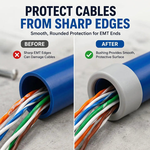 100 Pack Three Quarter Inch Emt Insulating Conduit Bushings White Plastic Cable Grommets Nec Approved protecting cables from sharp edges.